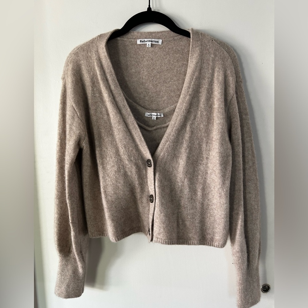 Reformation Recycled Cashmere Cardigan & Tank Set